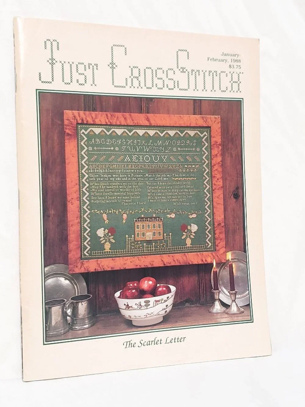 Just CrossStitch Magazine Jan Feb 1988 Kissing Fish Scarlet Letter Eagle Bluff